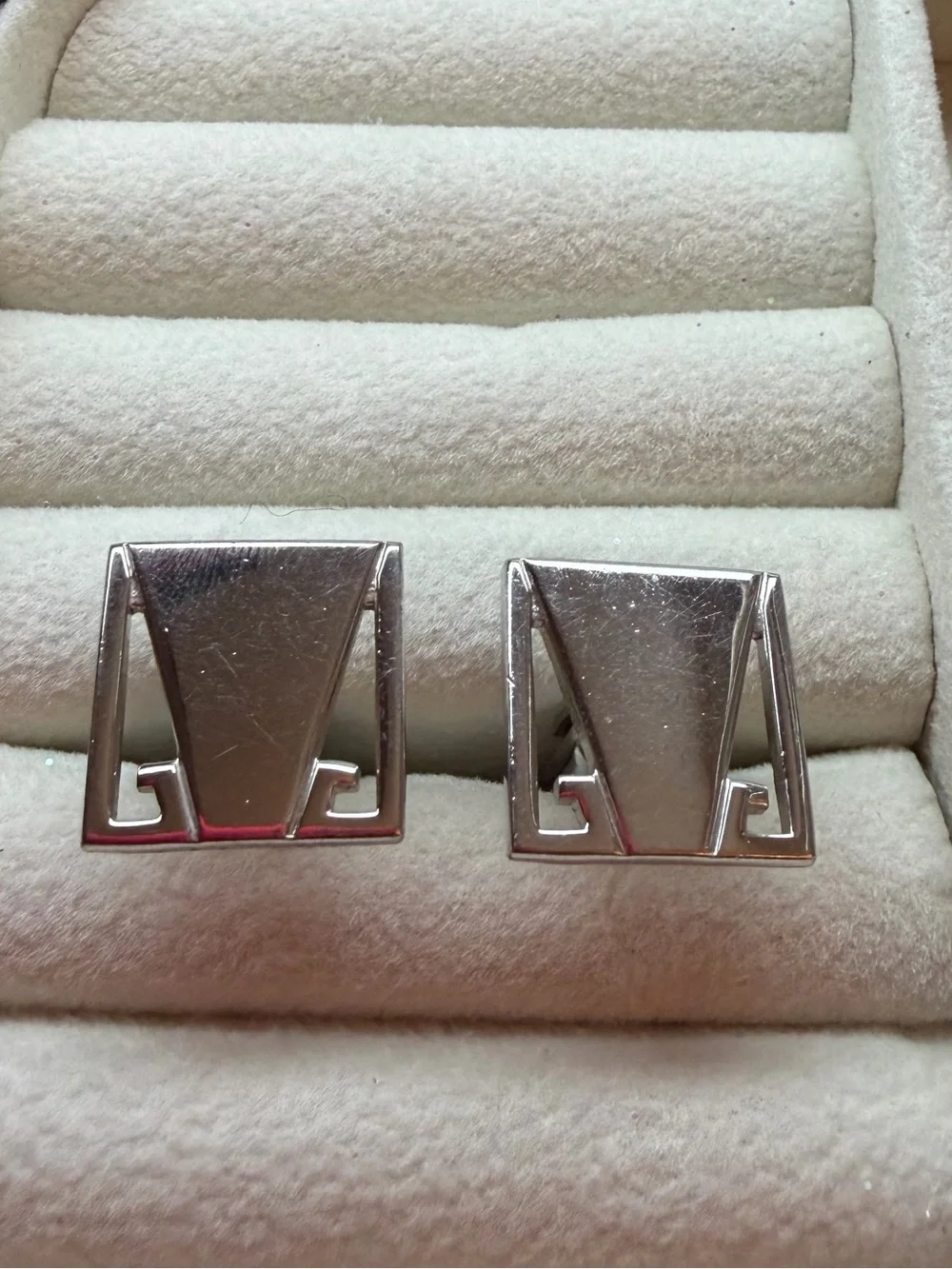 Crystal Square Silver Cufflinks for Men